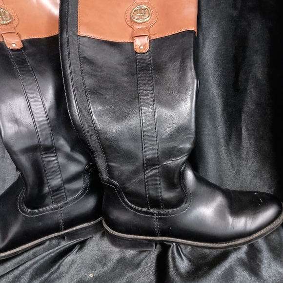 Tommy HILL FIGURE right under knee fitting size 7 black and brown dress boots - Picture 9 of 11